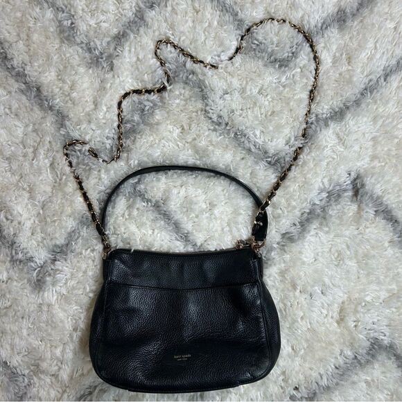 Kate Spade Black Leather Shoulder Bag with Chain Strap - Picture 1 of 11